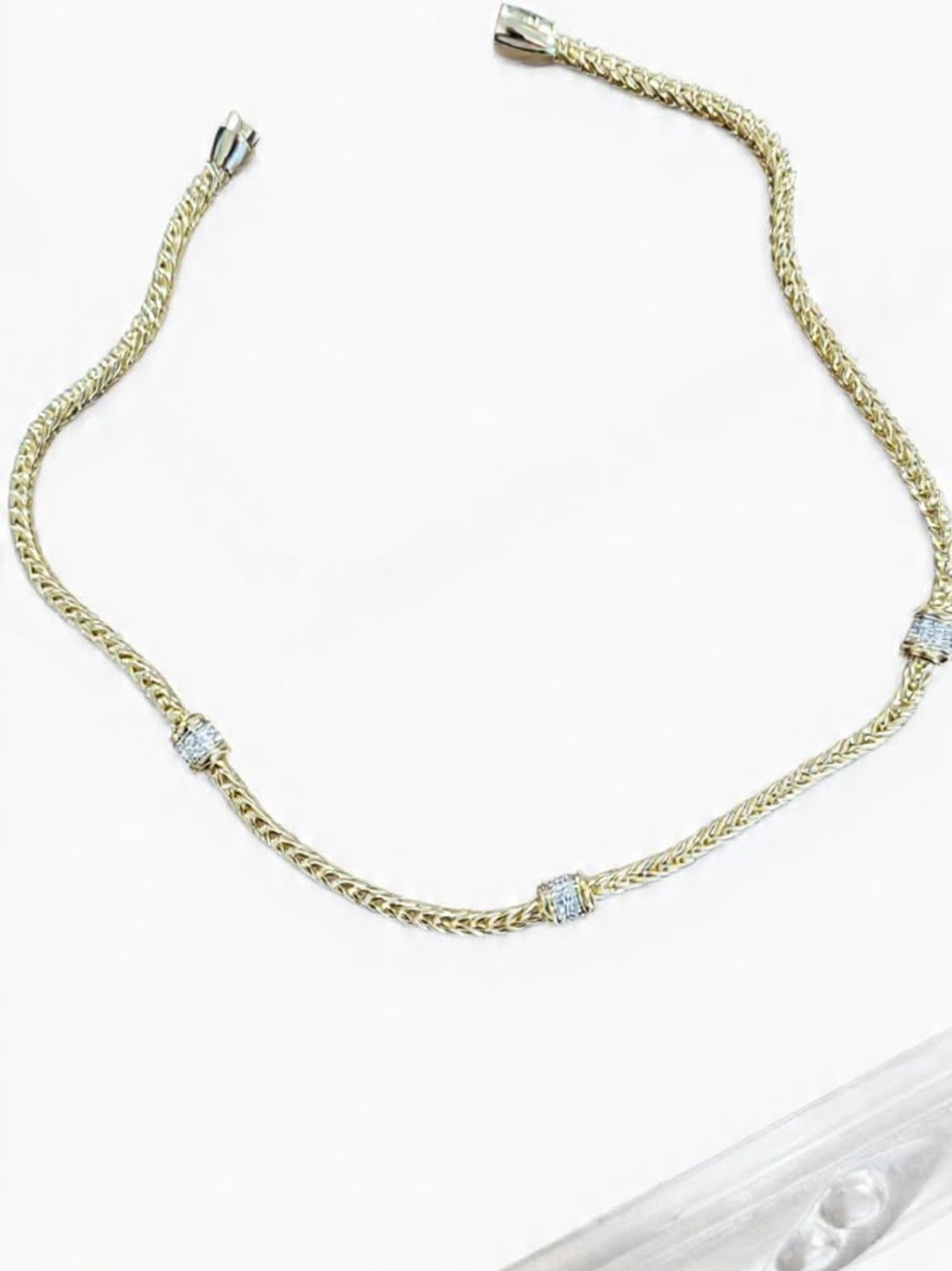18k Gold plated Vintage Necklace With Pave - Women Jewelry Magnetic Closure